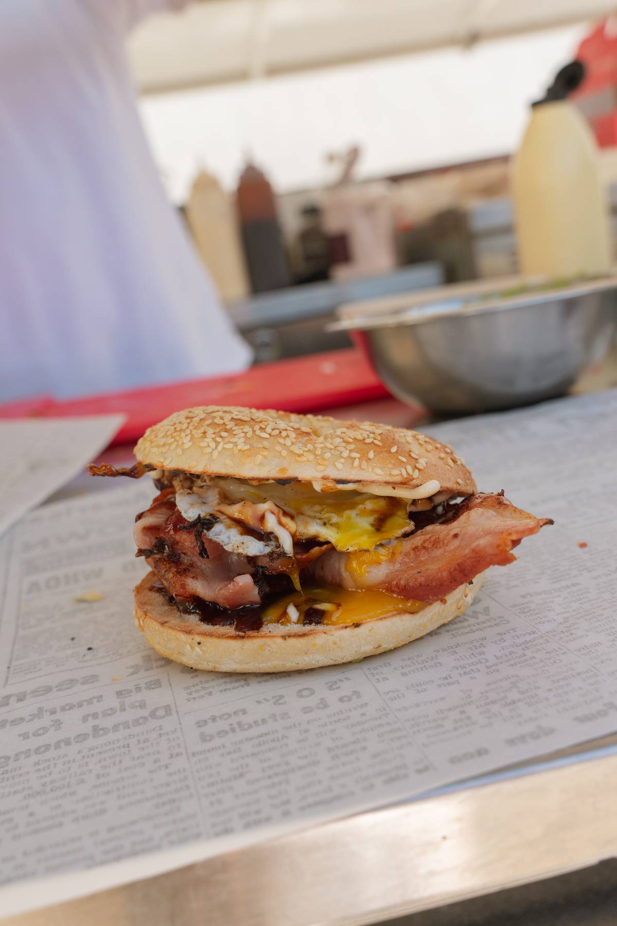 Bacon and egg bagel